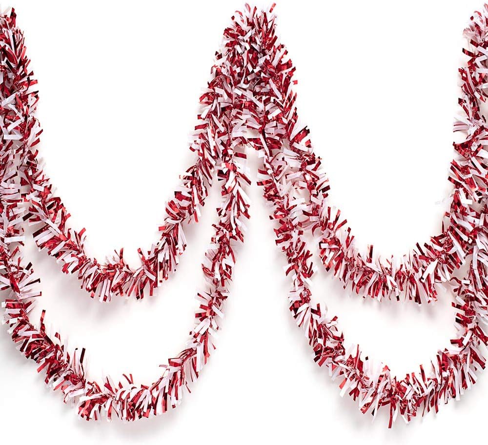 Anderson's Red & White Sparkle Glitter Metallic Tinsel Twist for Trailer Or Golf Cart, 4 inches