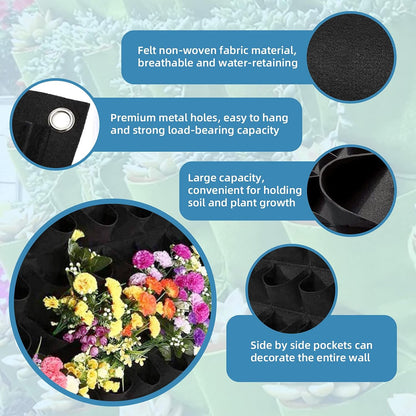 49 Pockets Hanging Planter Bags, Hanging Vertical Wall Mounted Plant Planting Grow Bags, Herb