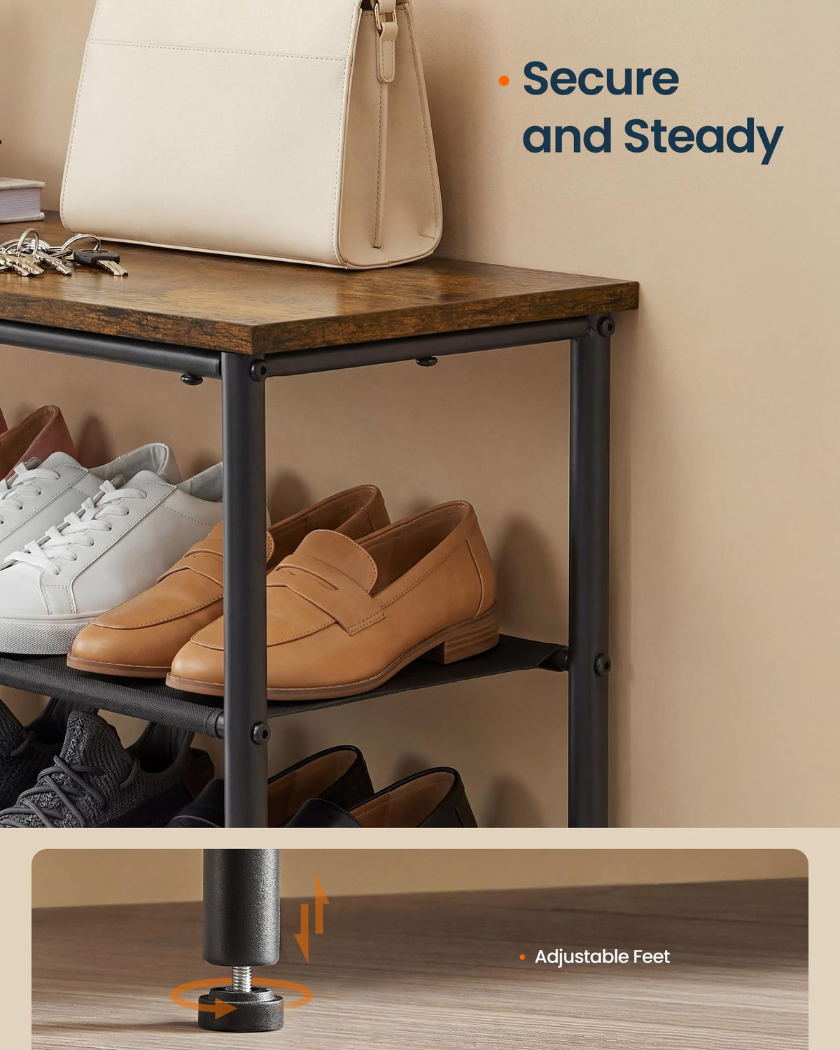 SONGMICS HOME 4-Tier Shoe Rack, Free Standing Shoe Storage Organizer, 12 x 29.7 x 28.2 Inches