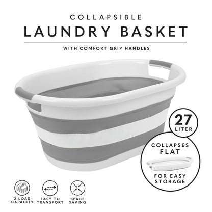 Laundry 360 2pk Collapsible Laundry Basket | Portable | Space Saver Storage | Hold 2 Loads | Store