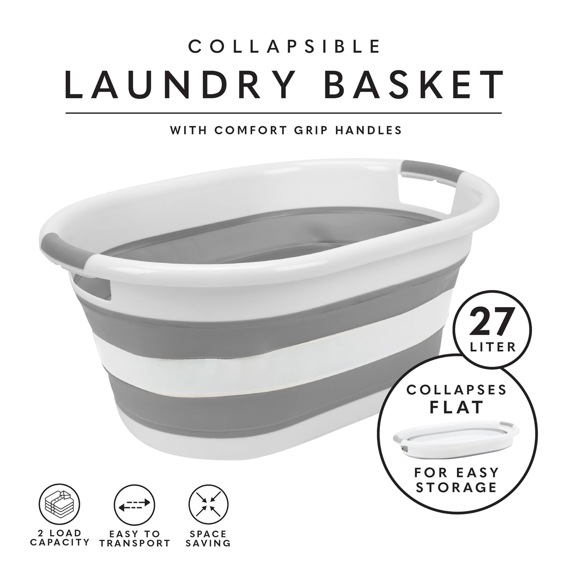 Laundry 360 Collapsible Laundry Basket | Portable | Space Saver Storage | 27 Liter Capacity | Store