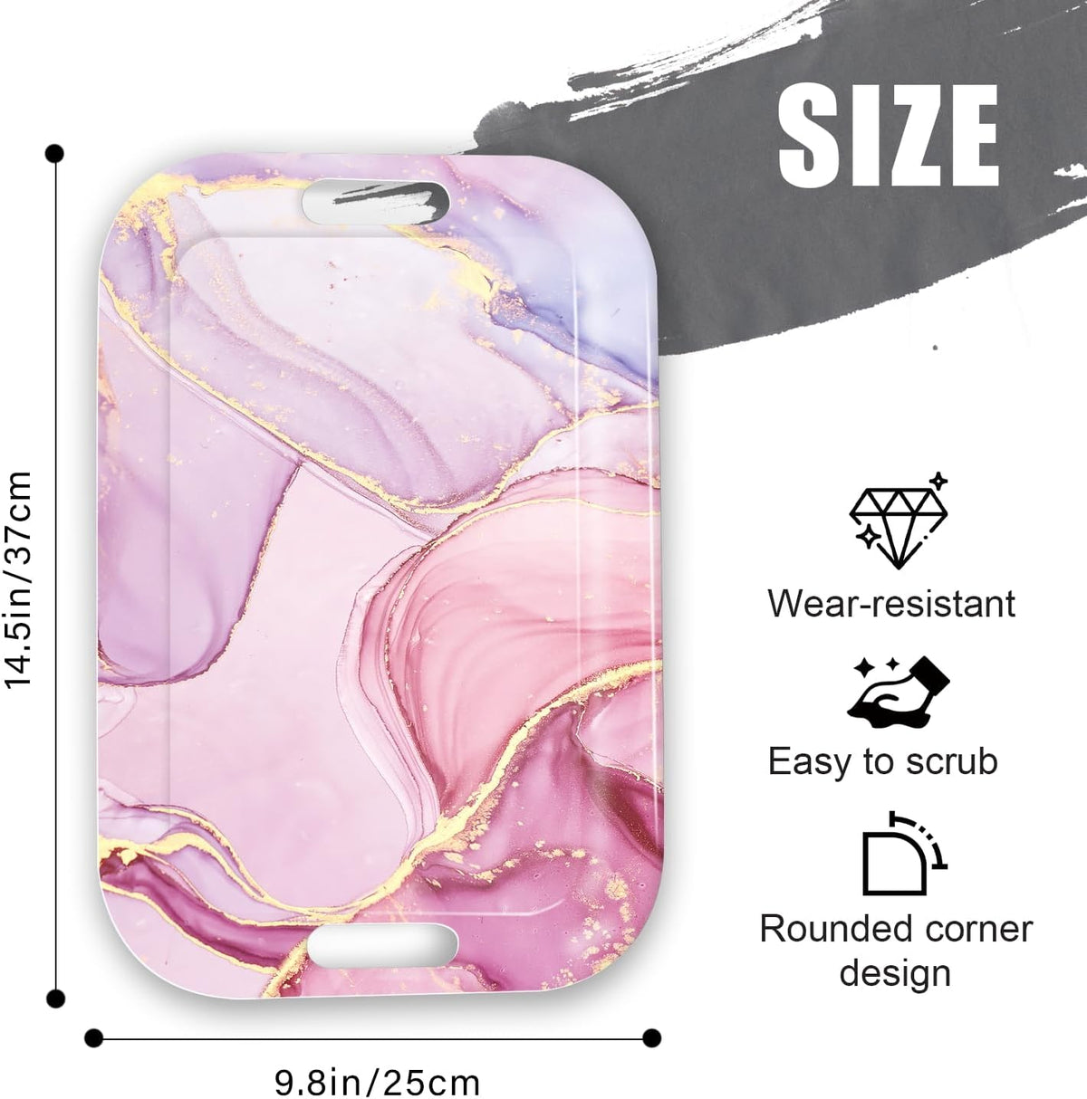Serving Trays with Handles, 14.5 x 9.8 inch Rectangular Plastic Tray for Restaurant, Kitchen