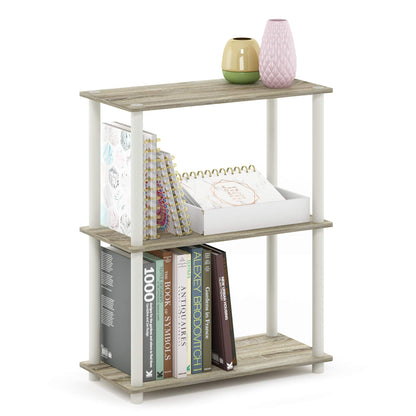 Furinno Turn-N-Tube Storage Shelves, 3-Tier Book Shelf, Corner Shelf, Toolless Open Shelves, for