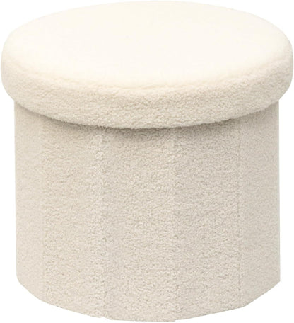B FSOBEIIALEO Storage Ottoman Cube, Round Ottomans with Storage Foot Stool Footrest for Lving Room