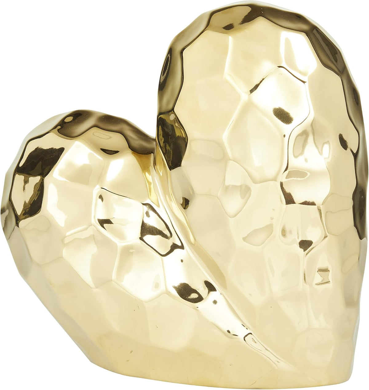 Deco 79 Porcelain Ceramic Heart Decorative Sculpture Dimensional Angled Origami Inspired Home Decor