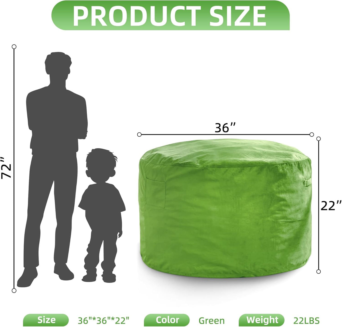 Hobestluk 3FT Bean Bag Chair Giant Bean Bag Chairs for Adults Large Bean Chairs with Removable