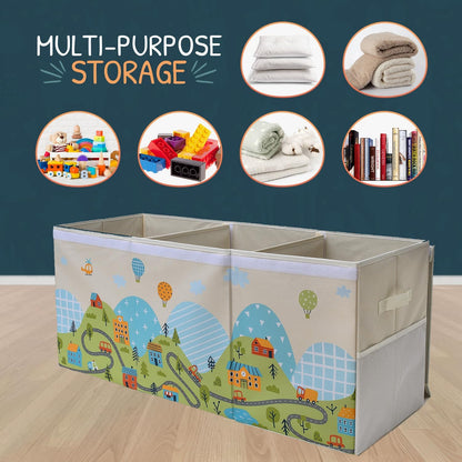 Extra Large Toy Storage Organizer with Lid - Sturdy, Collapsible Toy Chest Storage Box with Cute
