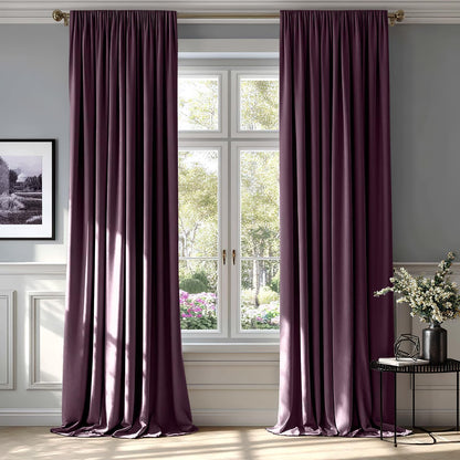 MIULEE Purple Orchid Velvet Curtains Thermal Insulated Blackout Curtain Drapes for Bedroom Living