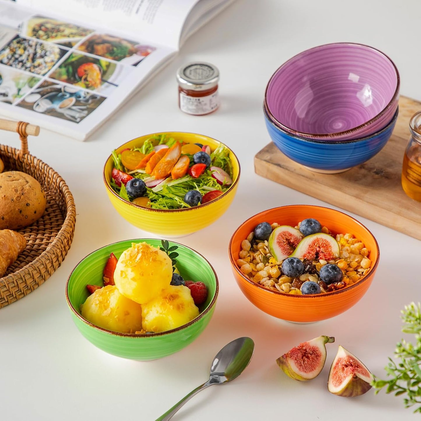 vancasso Bonita 12 Oz Small Bowls Set of 6, Ceramic Mini Dessert & Dipping Dishes, 5" Kids Bowls