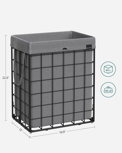 SONGMICS Laundry Hamper, 23.8 Gal. (90L) Laundry Basket, Collapsible Clothes Hamper, Removable and