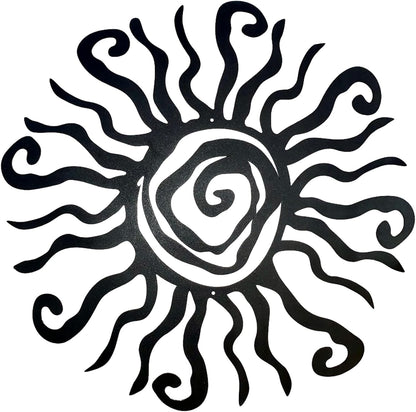 Riverside Designs Wacky Sun Metal Wall Art Indoor/Outdoor Decor - 12" Black Rust Proof Wall