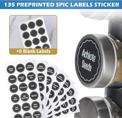 Black Countertop Revolving Spice Rack, Empty 20-Jars Rotating Spice Rack Organizer, Round Carousel