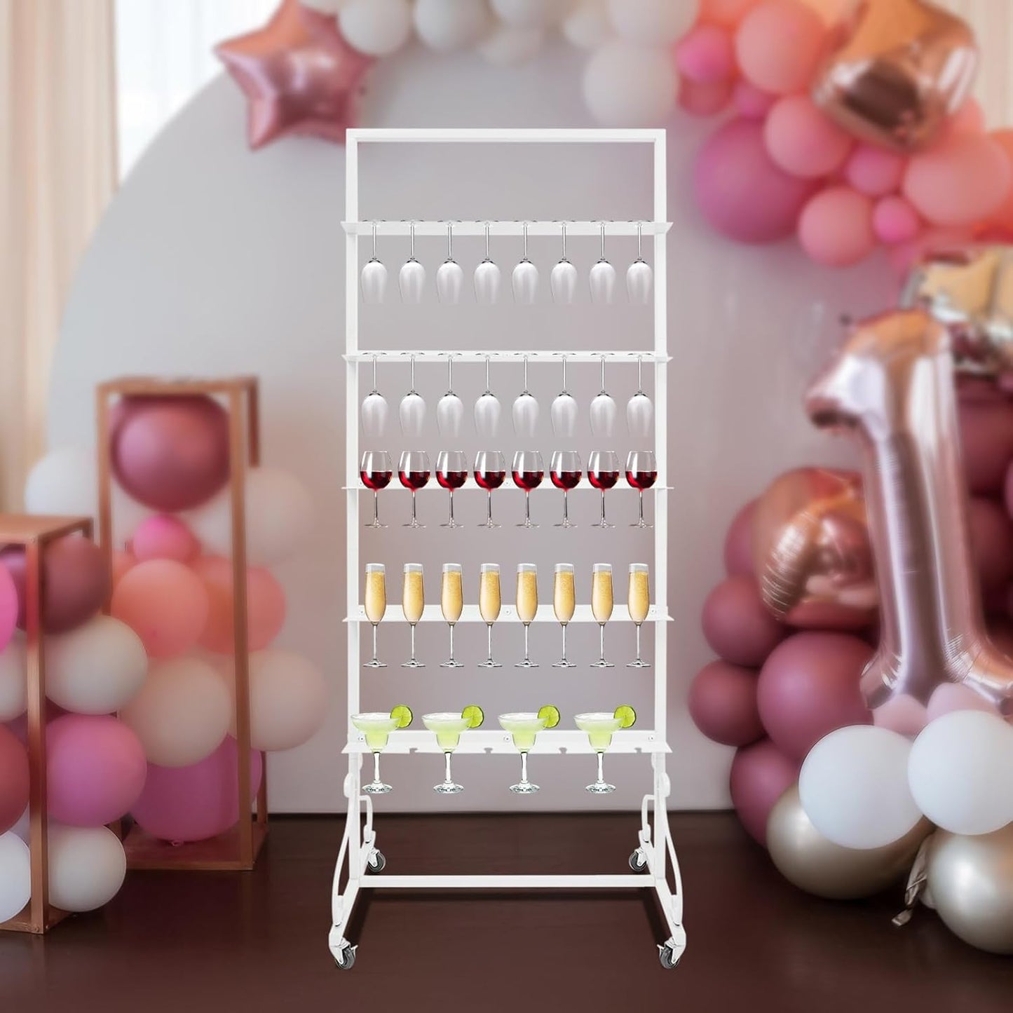 40 Slots Champagne Holder Stand for Party, Wine Glass Display Wall Holder, Stable Wine Glass