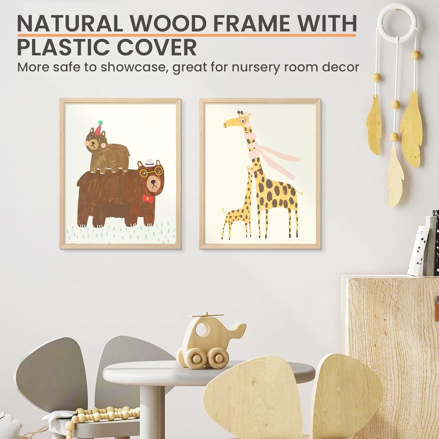 upsimples 16x20 Frames, Natural Solid Wooden Picture Frames, Display 11x14 with Mat or 16 x 20
