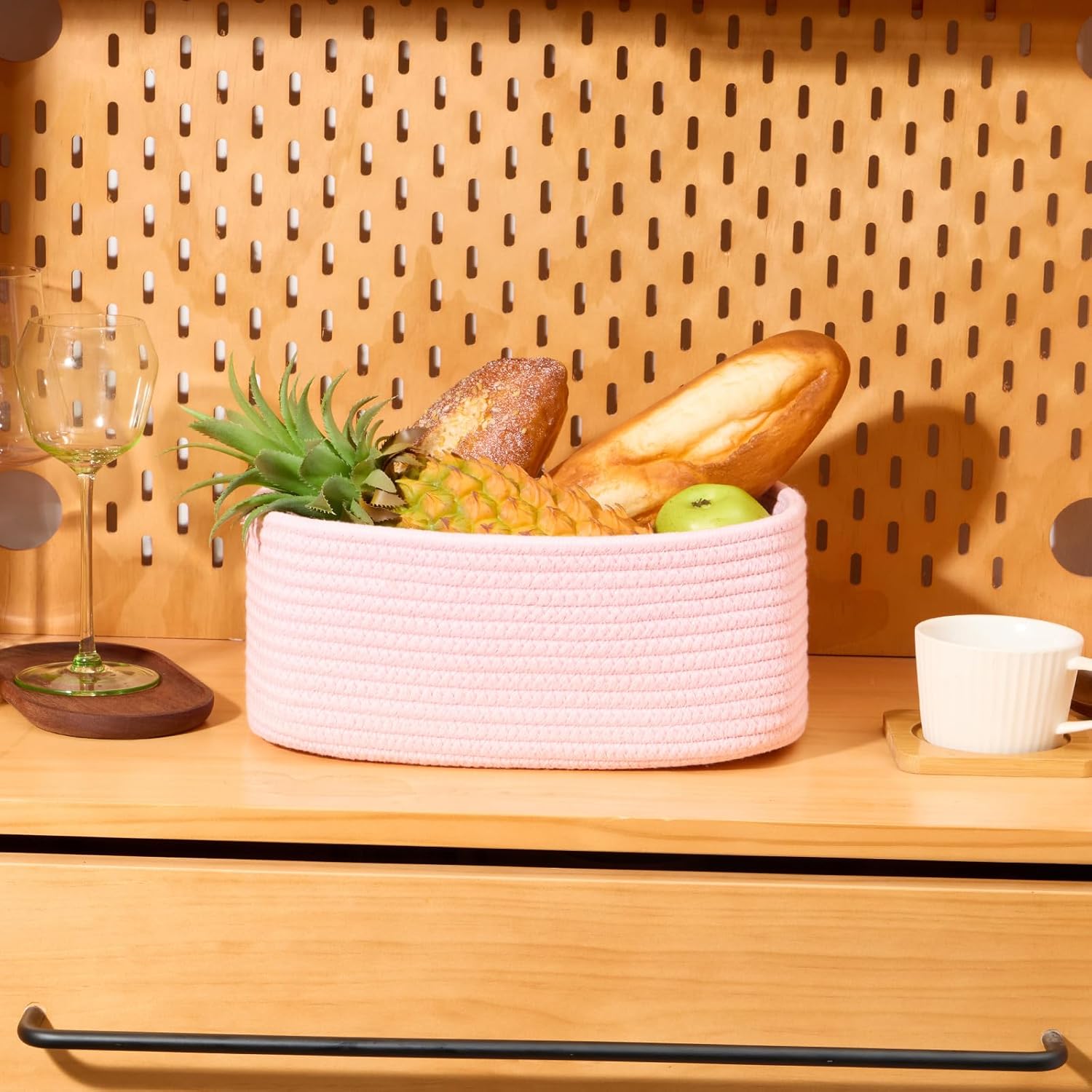 Small Storage Baskets for Organizing | Closet Organizer Bins | Shelf Toy Basket | Woven Rope