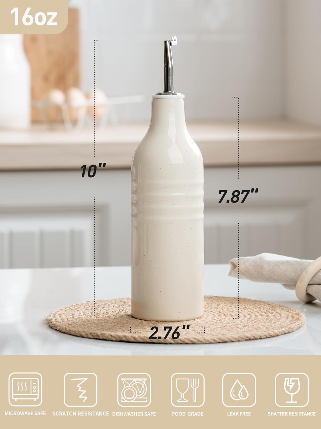 famiware Jupiter 16oz Ceramic Olive Oil Dispenser Bottle, 1 Piece Oil Dispenser for Kitchen with