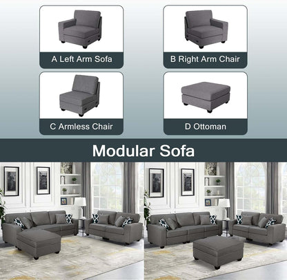 L Lengend Vansen Modular Sectional Sofa U Shaped Couch with Ottoman Modern Reversible Corner