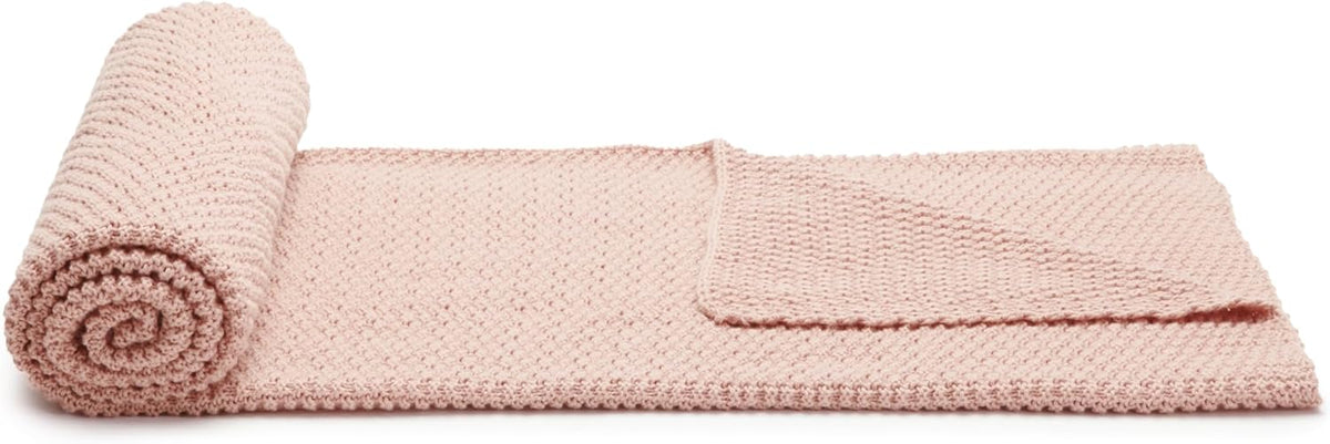 Amazon Basics Chunky Cable Knit Throw Blanket for Couch, Sofa, Bed, Lightweight Soft Cozy, Dusty