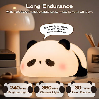 Cute Panda Night Light for Kids, LED Panda Lamp, Food Grade Silicone Novelty Animal Night