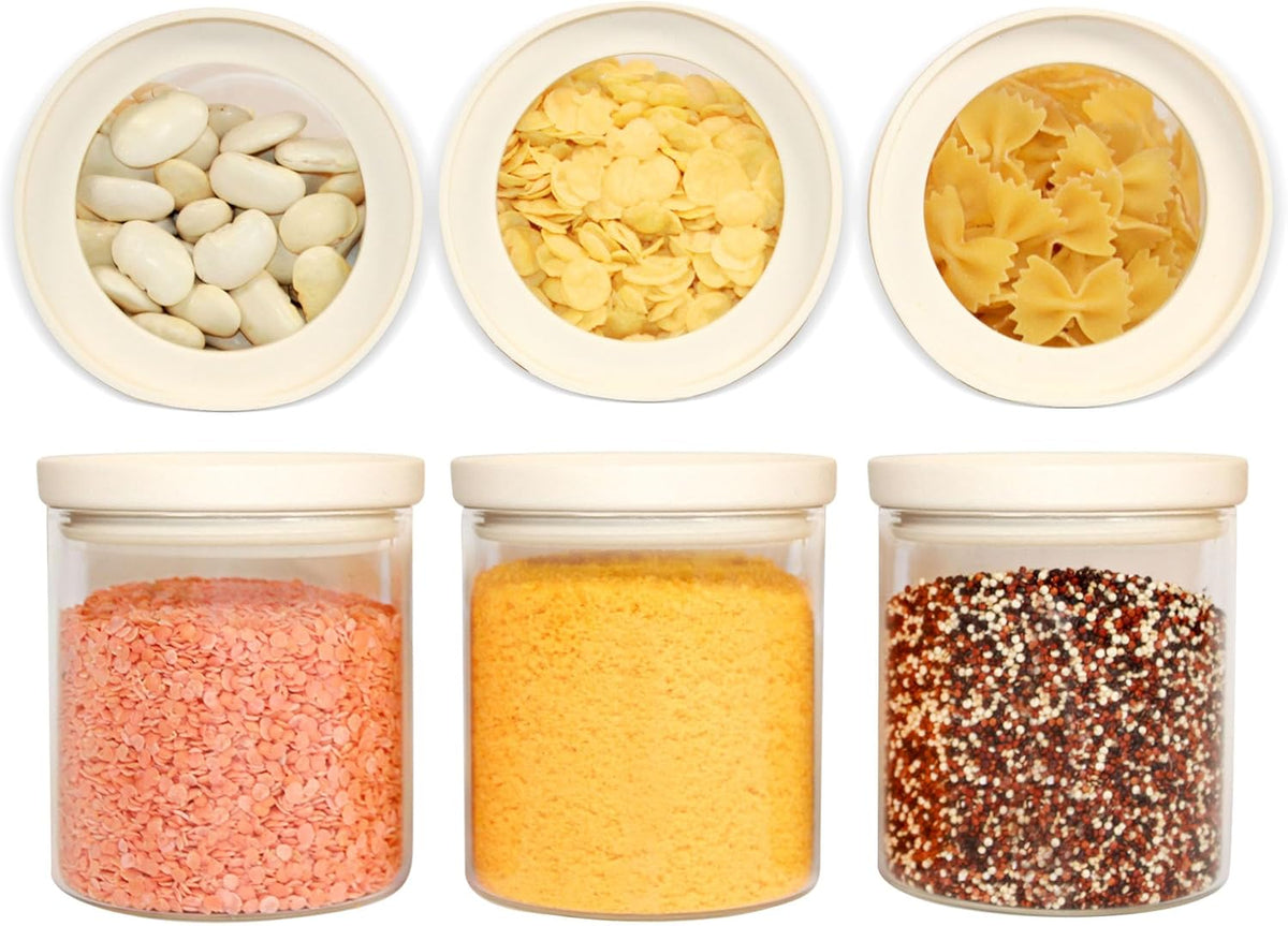 Urban Green Glass Food Storage Jar with Glass Lid, Food Canister Set with Airtight Lids, Pantry