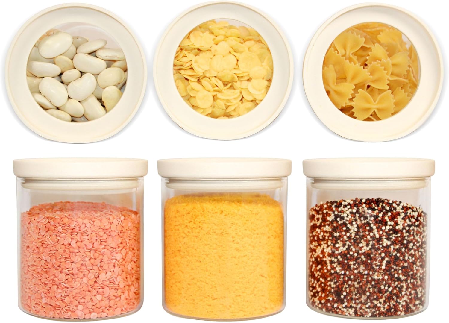 Urban Green Glass Food Storage Jar with Glass Lid, Food Canister Set with Airtight Lids, Pantry