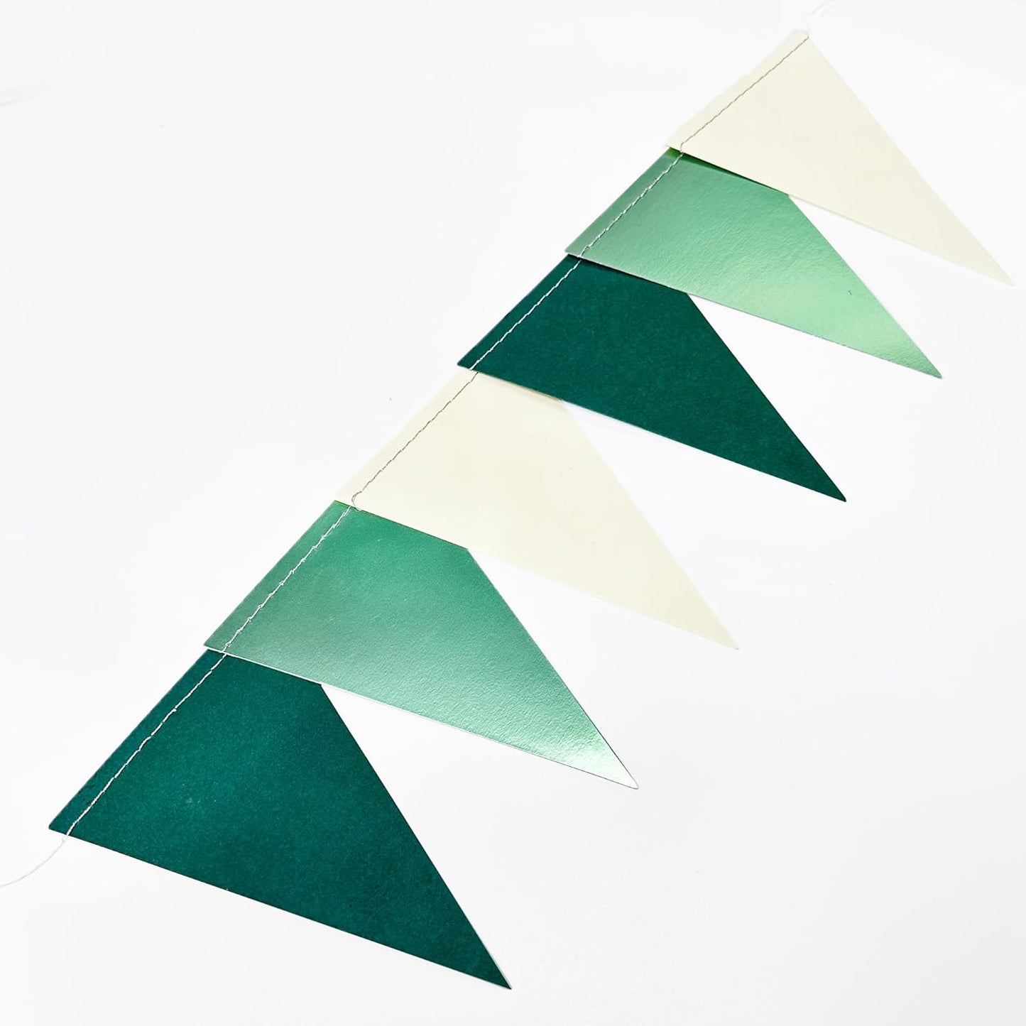 Sage Green Decorations Hanging Paper Pennant Banner Flag Green Beige Triangle Bunting Garland for