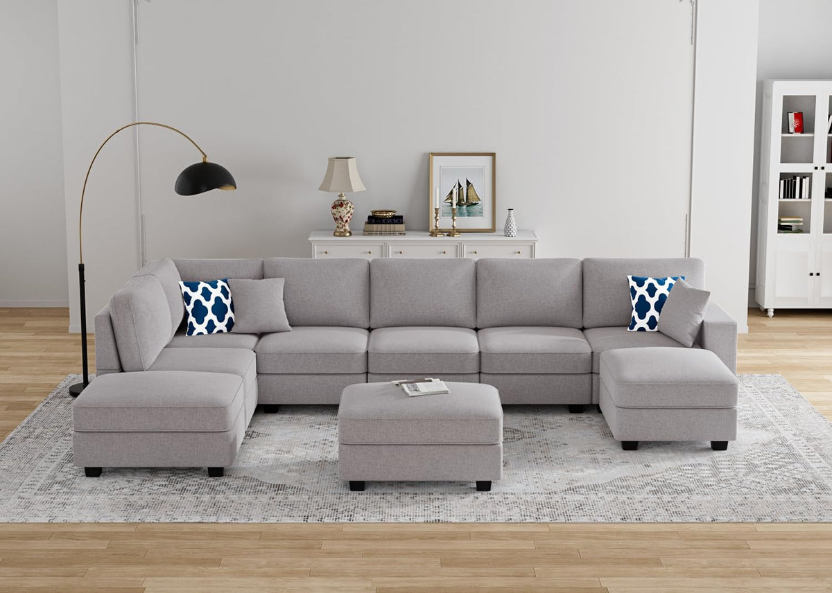 L Lengend Vansen Modular Sectional Sofa U Shaped Couch with Ottoman Modern Reversible Corner