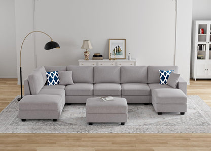 L Lengend Vansen Modular Sectional Sofa U Shaped Couch with Ottoman Modern Reversible Corner
