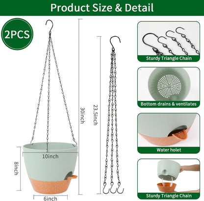 GARDIFE Hanging Planter, 10 inch Hanging planters for Indoor. Outdoor Plants, Self Watering Plant