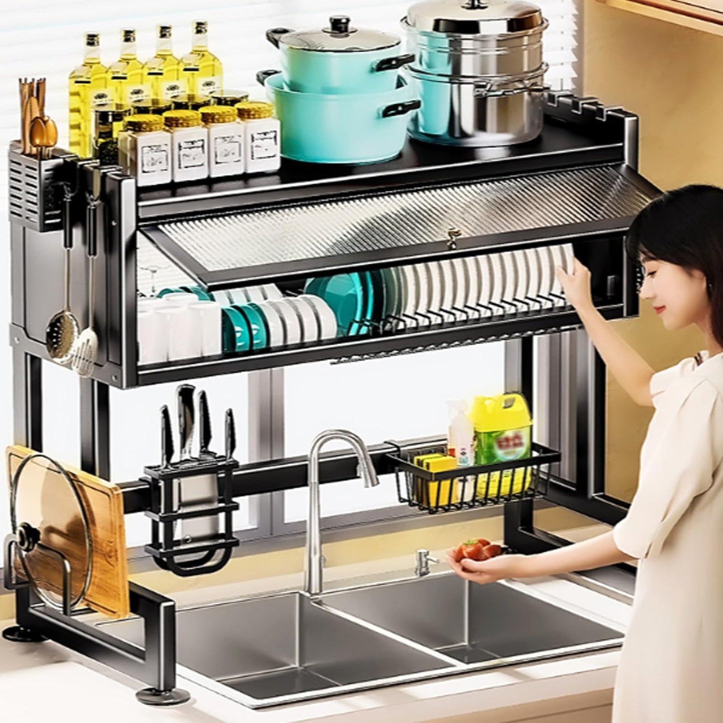 Home Furnishing Over The Sink Dish Drainer Drying Rack 3 Tier Over Sink Dish Rack for,oversink Dish