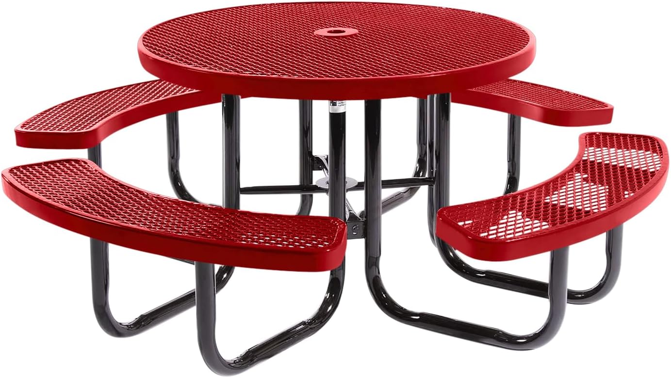 Coated Outdoor Furniture Heavy-Duty Portable Outdoor Picnic Table with Umbrella Hole, Expanded