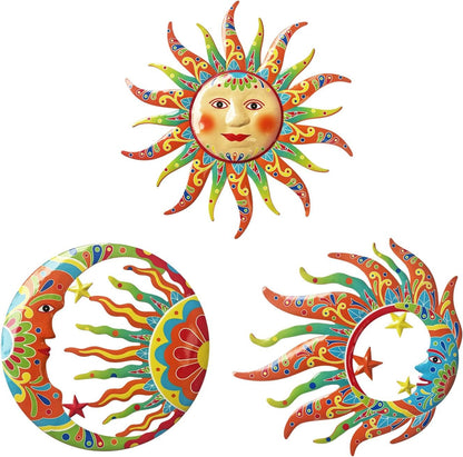 Limygus 3D Print Sun Wall Hanging, Wall Sculpture, Metal Wall Art Indoor/Outdoor Decor - 9”