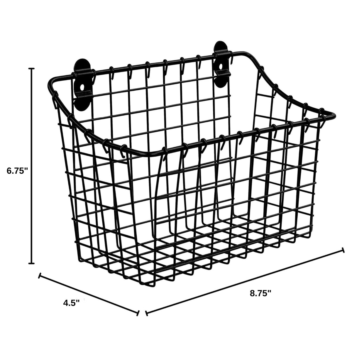 Spectrum Large Wall Mounted Wire Basket Matte Black Kitchen Wall Mount Organizer Storage Basket