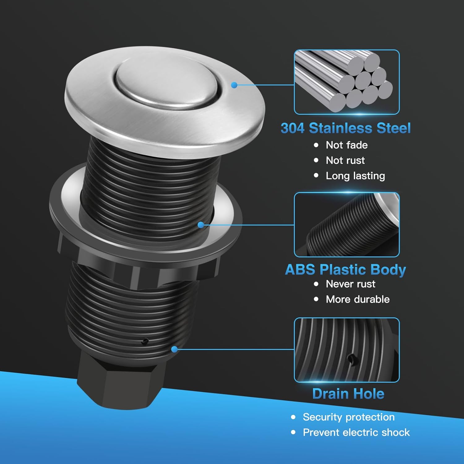 Garbage Disposal Air Switch Kit, UL Certified Professional Garbage Disposal Switch Button Power