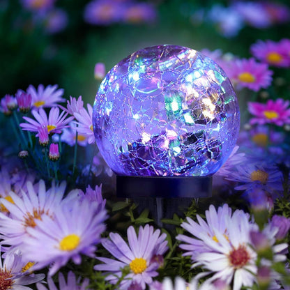 Solar Garden Lights Outdoor Waterproof, 6 Pack Cracked Glass Ball Light, Ground Landscape Garden