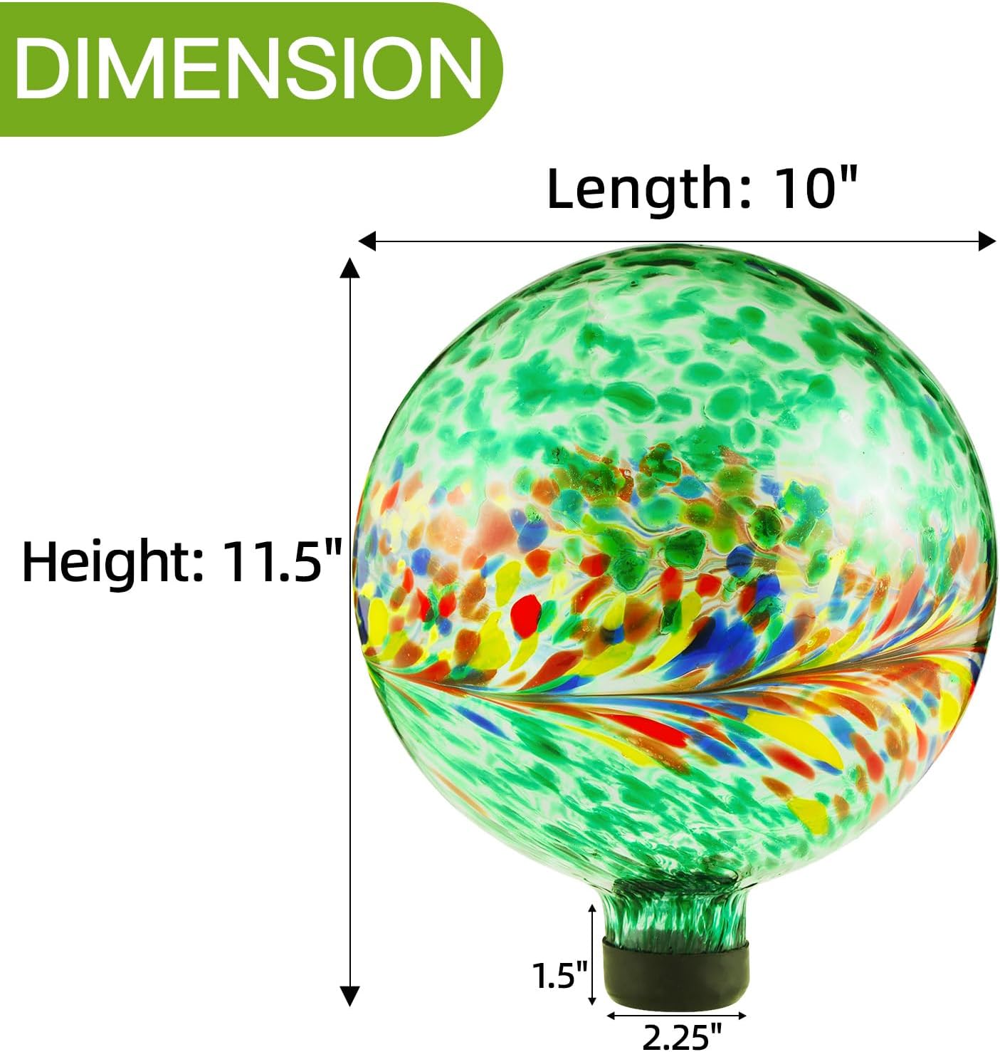 VOREEN 10-Inch Glass Gazing Ball, Outdoor Gazing Globe, Reflective Ball Yard Decoration for Homes