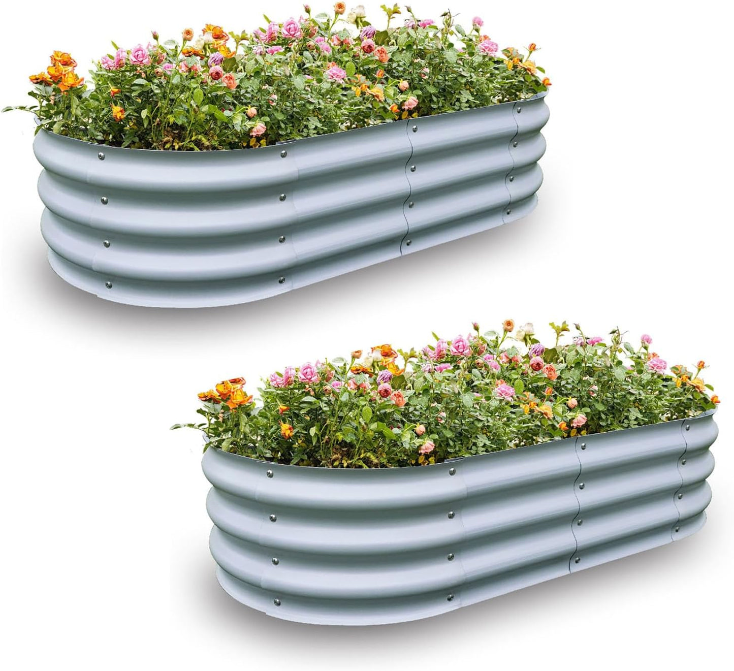 Gardmax 2 Pack Galvanized Raised Garden Bed, Lightweight Planter Boxes Outdoor with Easy Assembly
