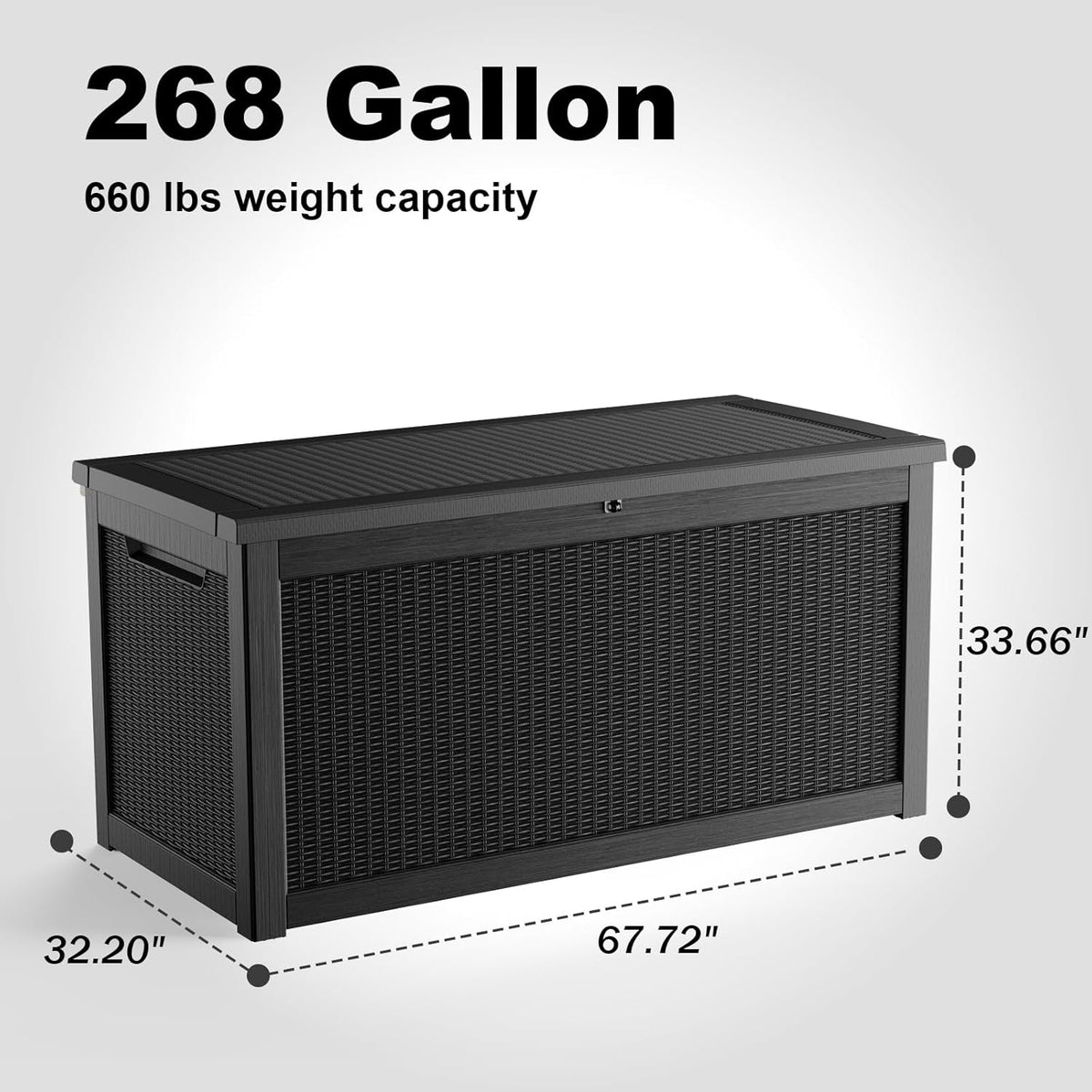 268 Gallon Outdoor Deck Box,Storage Lockable Waterproof Patio Furniture,Garden Tools,Cushions,Pool
