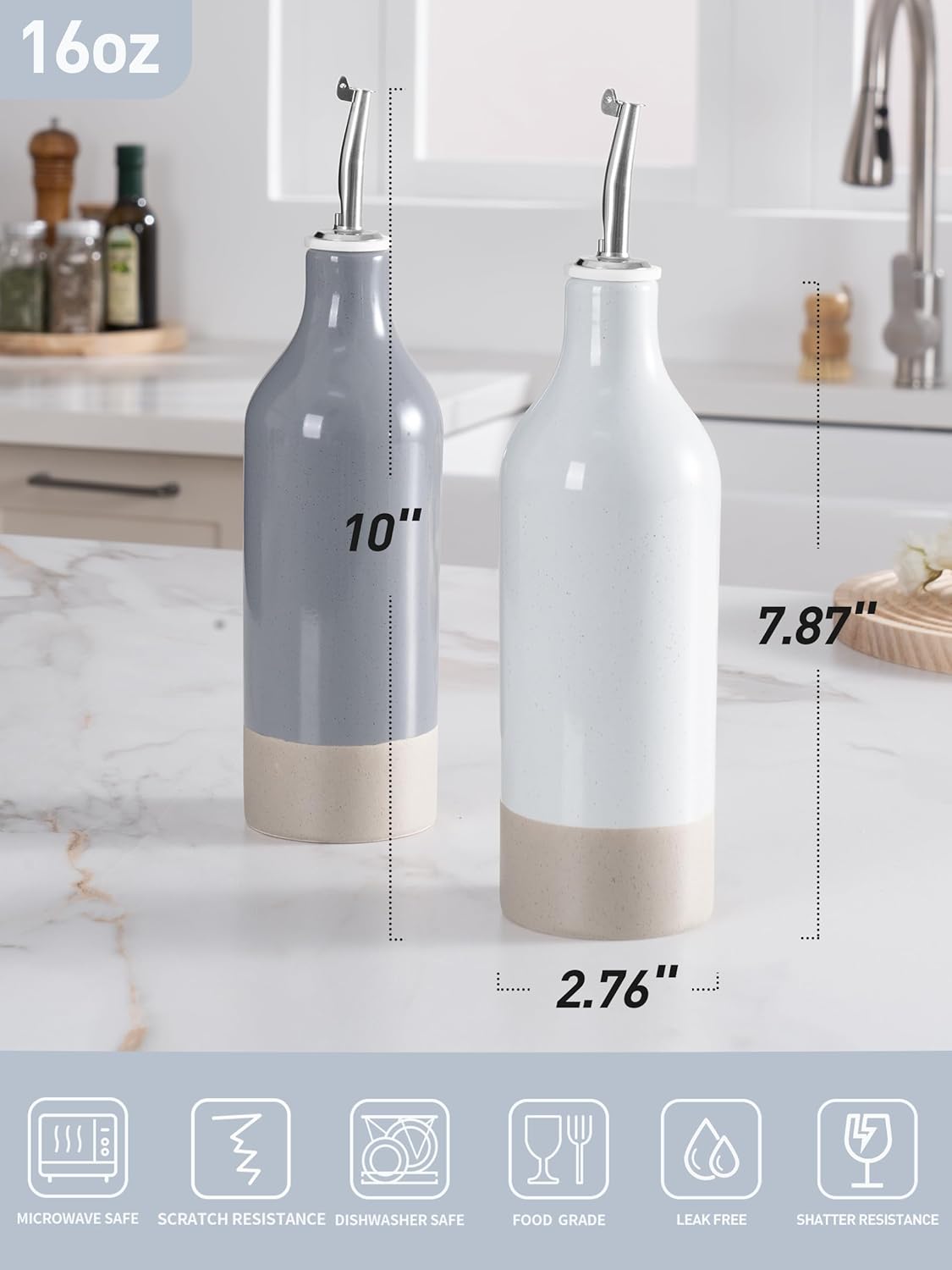 famiware Milkyway 16oz Ceramic Olive Oil Dispenser Bottle, Olive Oil and Vinegar Dispenser Bottle