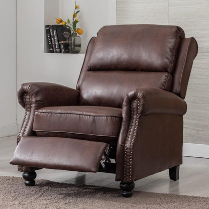 CANMOV Pushback Recliner Chair Set of 2，Leather Armchair Push Back Recliner with Rivet Decoration