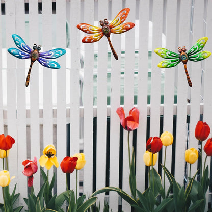 Yonivexis Metal Dragonfly Wall Decor Outdoor wall Art Hanging Decorations Living Room Bedroom Fence