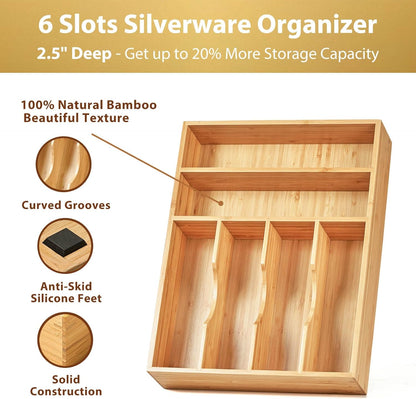 Umilife Kitchen Drawer Organizer, 12 Inch Silverware Utensil Tray Holder, Extra Deep, with Non-Slip