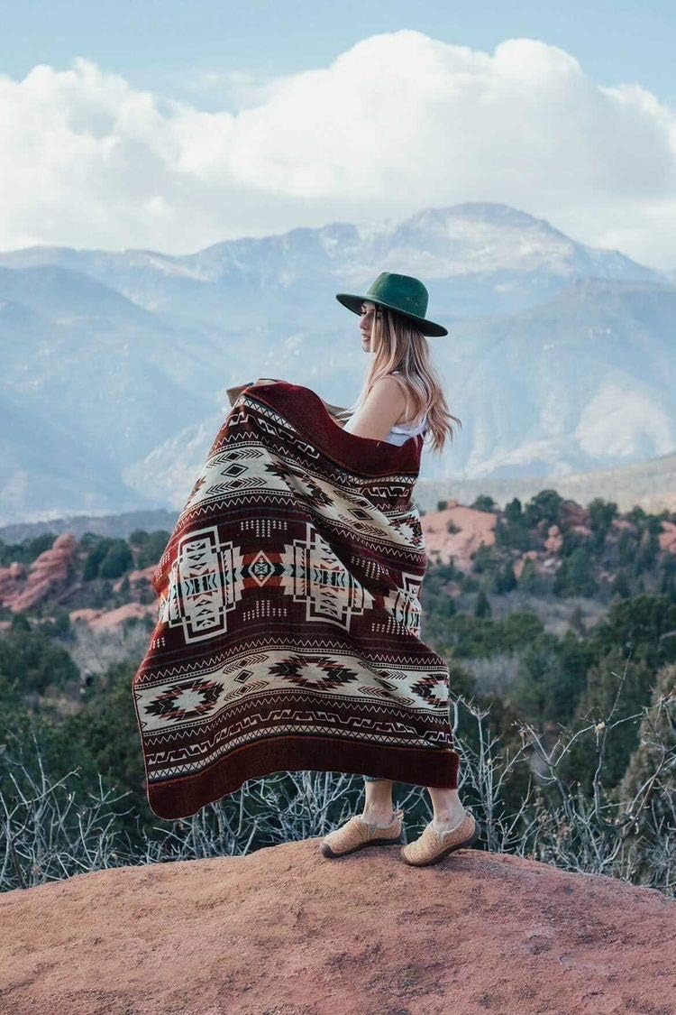 Inca Aztec Throw, Queen, King Blanket | Southwest Indian Navajo Boho Style | Native Cover for