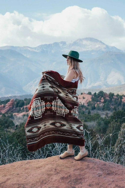 Inca Aztec Throw, Queen, King Blanket | Southwest Indian Navajo Boho Style | Native Cover for