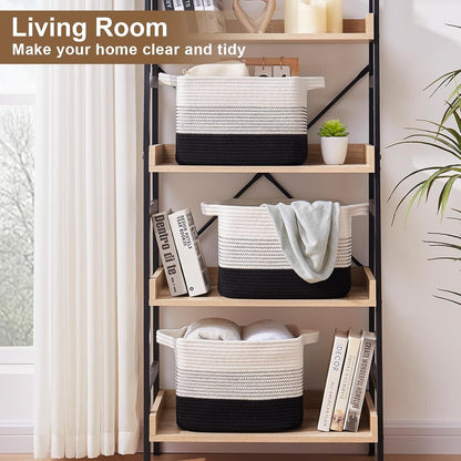 Storage Basket for Organizing, Woven Baskets for Storage, Rectangle Decorative Baskets for Shleves