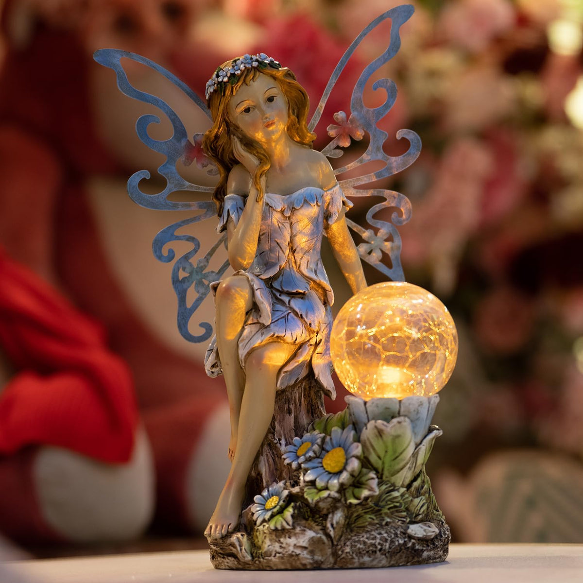 Garden Fairy Decor,Solar Outdoor Statues, Fairy Garden Accessories, Fairy Figurine for Outside