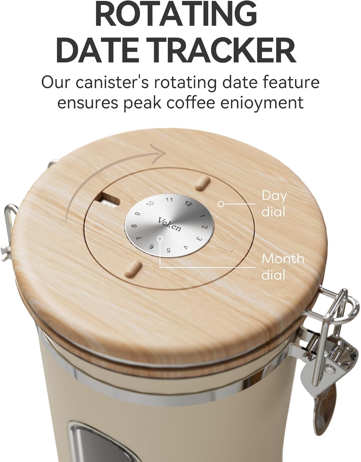 Veken Coffee Sugar Canister with Window, Coffee Lover Gift Set,Airtight Stainless Steel Kitchen