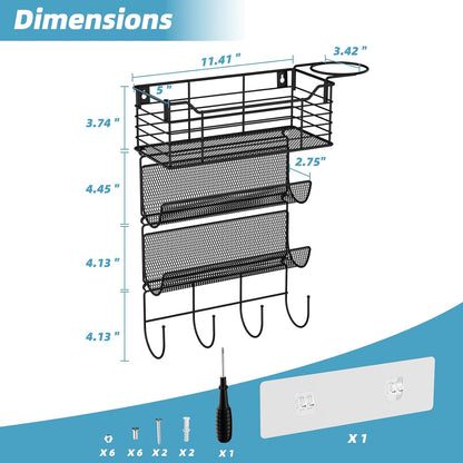 VITVITI Metal Hair Tool Organizer Wall Mount, Hair Dryer Holder with 3 Tier Shelf Basket Hooks