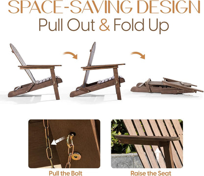 IDZO Outdoor Adirondack Chair Set of 2, Pre-Assembled Backrest, Patio Furniture Set, Outdoor