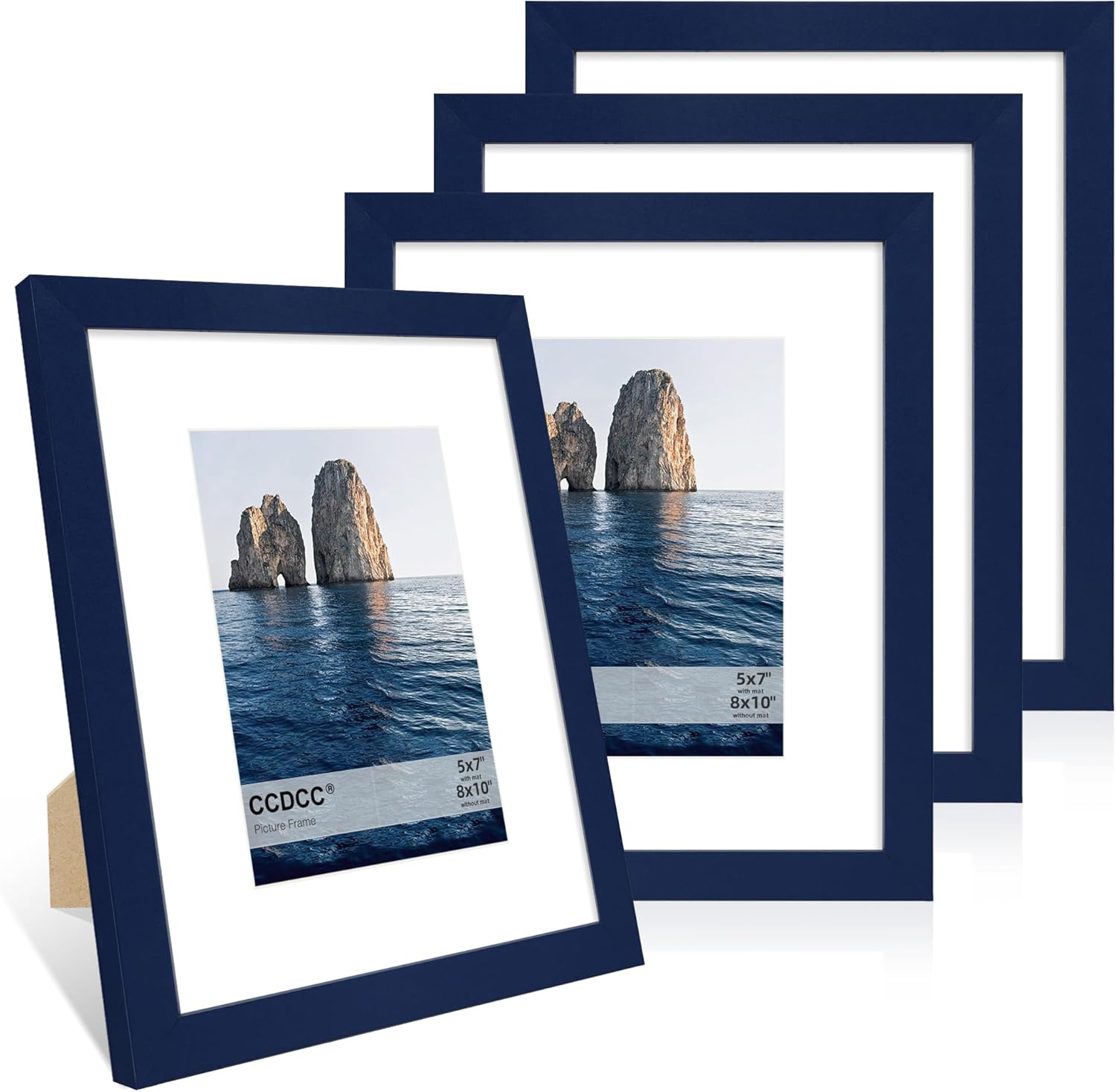 8x10 Picture Frame Set of 4, 8 x 10 Wood Photo Frames with Mat for 5x7, Natural Wooden Frame with
